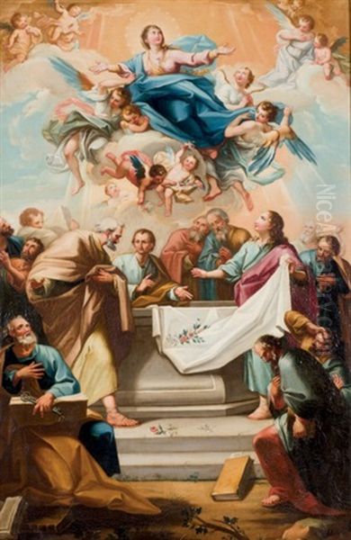 La Asuncion De Maria Oil Painting by Mariano Salvador Maella