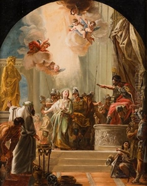 Santa Leocadia Ante El Pretor Oil Painting by Mariano Salvador Maella