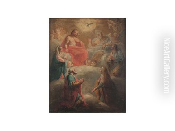 La Trinidad Con La Virgen, San Jose, San Joaquin Y Santa Ana Oil Painting by Mariano Salvador Maella