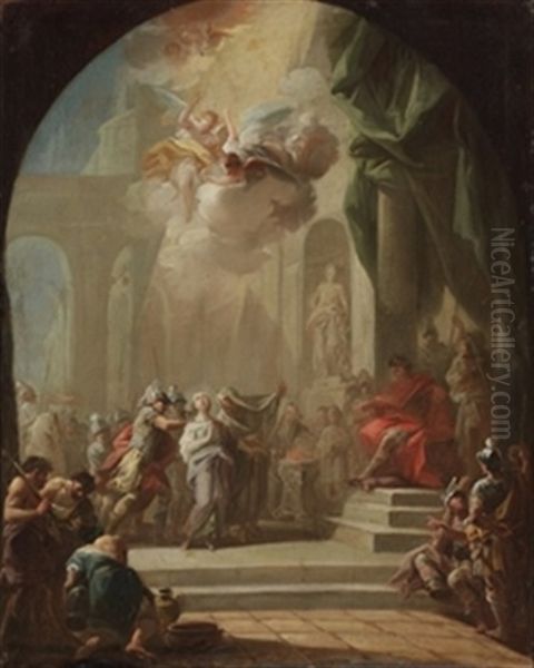 Santa Leocadia Ante El Pretor Oil Painting by Mariano Salvador Maella