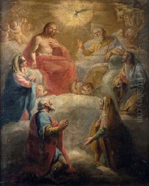 La Trinidad Con La Virgen, San Jose, San Joaquin Y Santa Ana Oil Painting by Mariano Salvador Maella