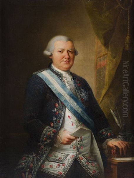 Retrato De D. Juan Acedo Rico Rodriguez, Primer Conde De La Canada Oil Painting by Mariano Salvador Maella