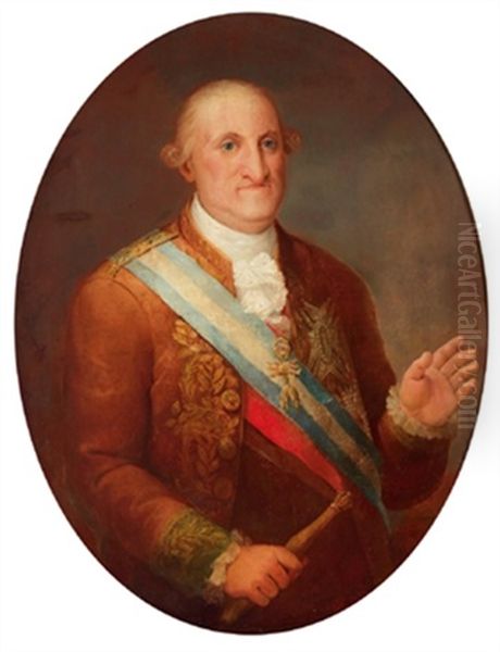 Bildnis Konig Carlos Iv. Von Spanien Mit Dem Orden Vom Goldenen Vlies Und Szepter Oil Painting by Mariano Salvador Maella