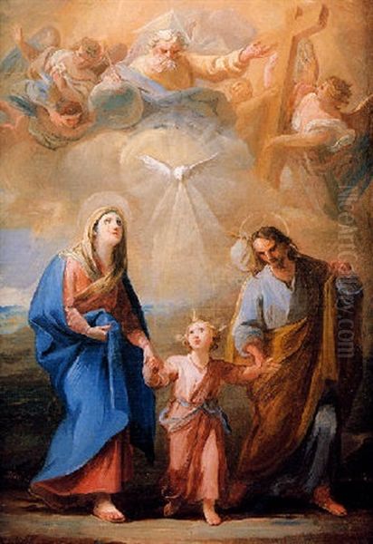 Sagrada Familia Con La Trinidad Oil Painting by Mariano Salvador Maella