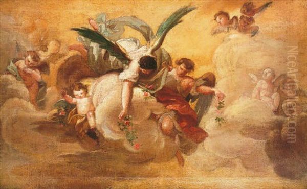 Grupo De Angeles Oil Painting by Mariano Salvador Maella