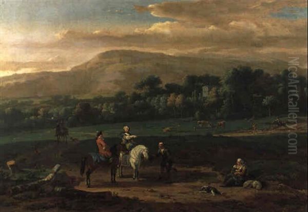 Bewaldete Landschaft Mit Rastenden Reitern Oil Painting by Dirk Maes