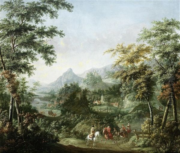 Horsemen On A Country Path Oil Painting by Johannes Maes