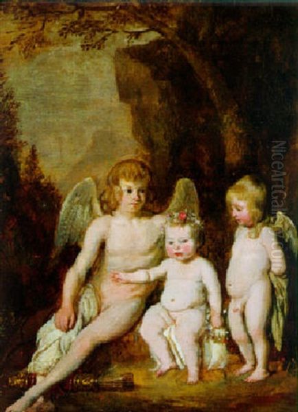 Darstellung Dreier Kinder Als Amoretten Oil Painting by Nicolaes Maes