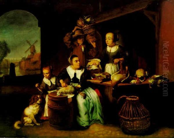 The Poultry Shop Oil Painting by Nicolaes Maes