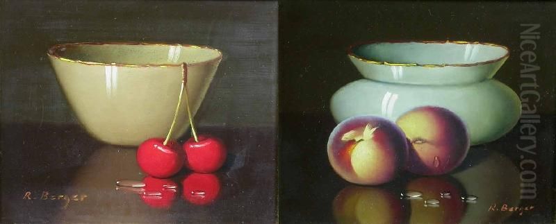 Still Life Of Cherries And A Bowl Oil Painting by Guillaume Berger