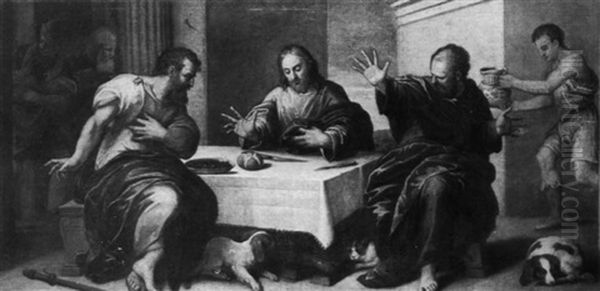 The Supper At Emmaus Oil Painting by Giovanni Battista I Maganza