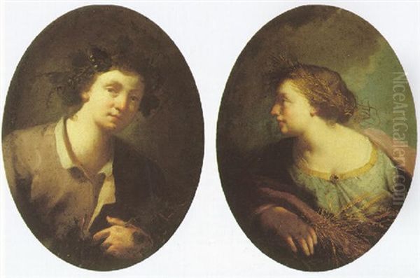 A Youth Bacchus Oil Painting by Domenico Maggiotto