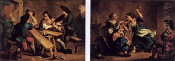 Strei Beim Kartenspiel Im Wirtshaus Oil Painting by Francesco Maggiotto