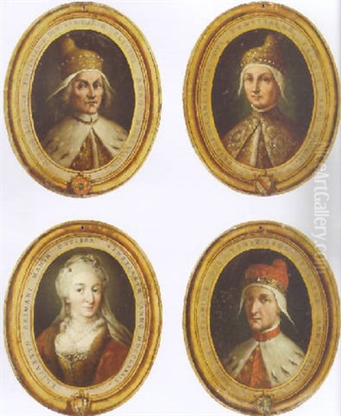 Portraits Of Doges Marcantonio Giustinian, Pietro Candiano Iv, Elisabeth Grimani Manin And Dominico Flabanico Oil Painting by Francesco Maggiotto