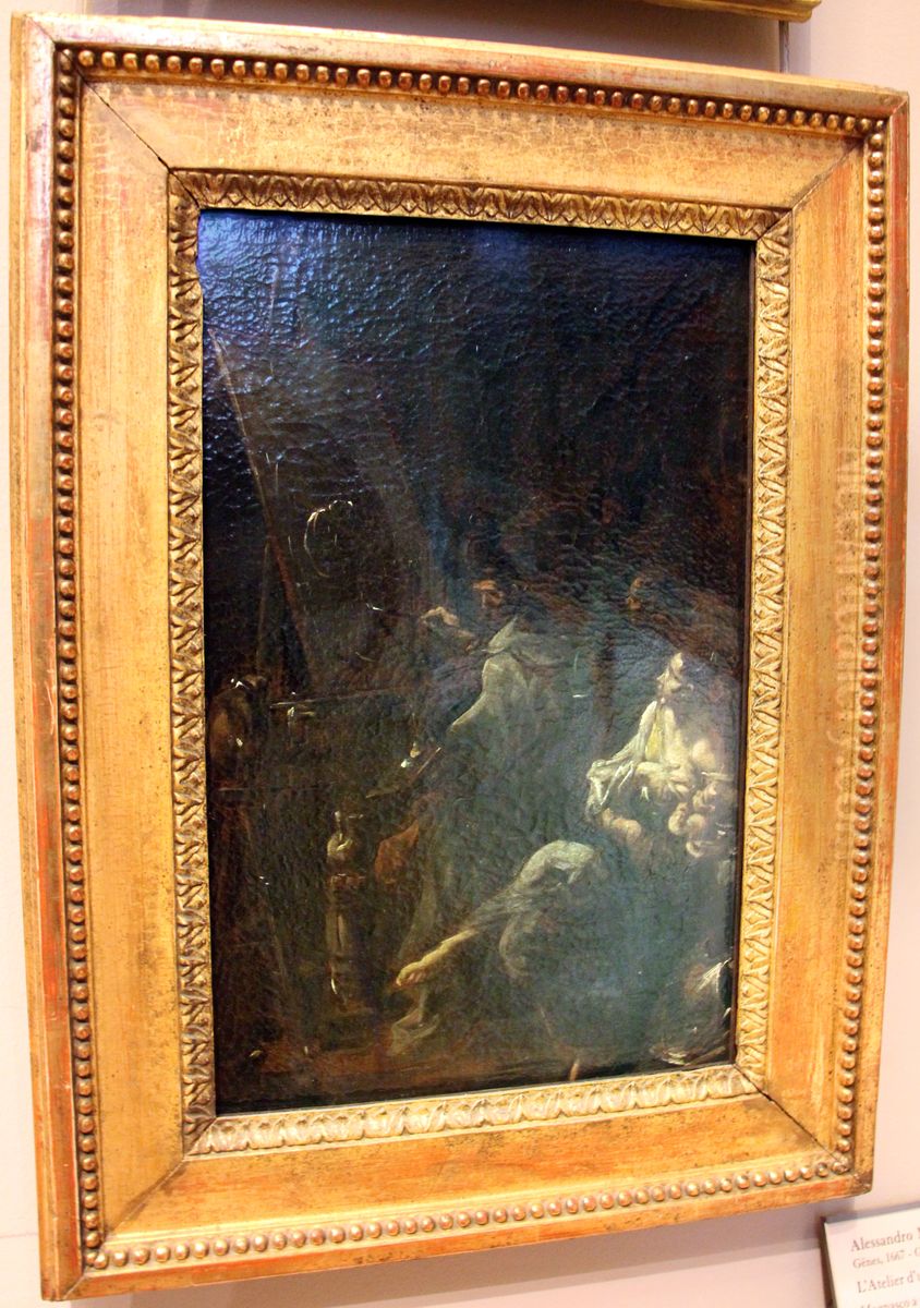 The Artist's Studio Oil Painting by Alessandro Magnasco