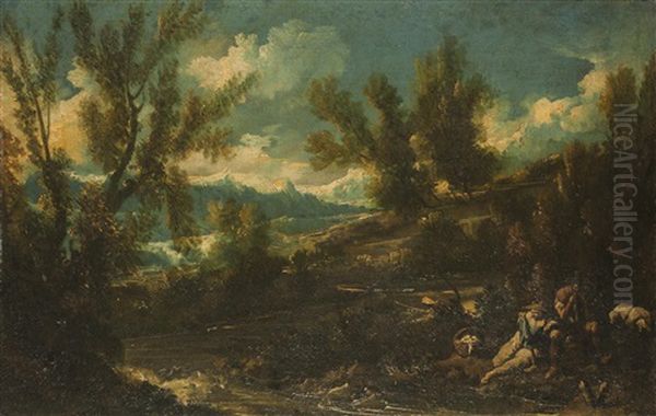 Landschaft Mit Figuraler Staffage Oil Painting by Alessandro Magnasco