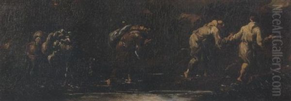 Monaci Certosini E Francescani Al Guado Oil Painting by Alessandro Magnasco