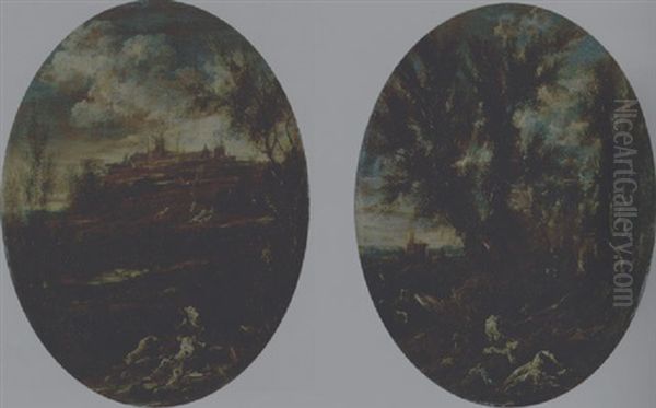 Due Monaci Certosini In Meditazione In Un Paesaggio Agreste Oil Painting by Alessandro Magnasco