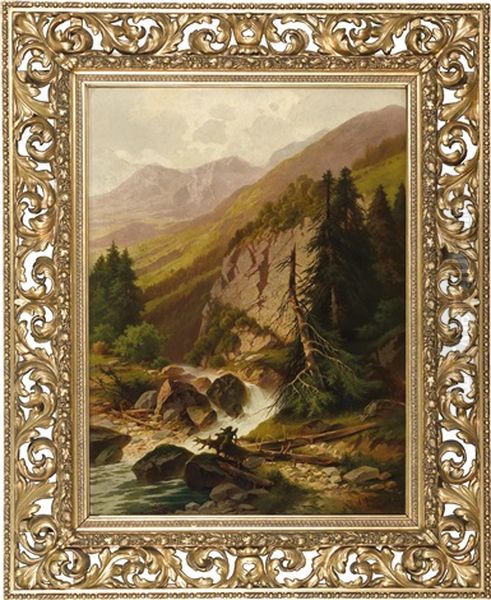 Partie Bei Sulzbach Oil Painting by Josef Mahorcig