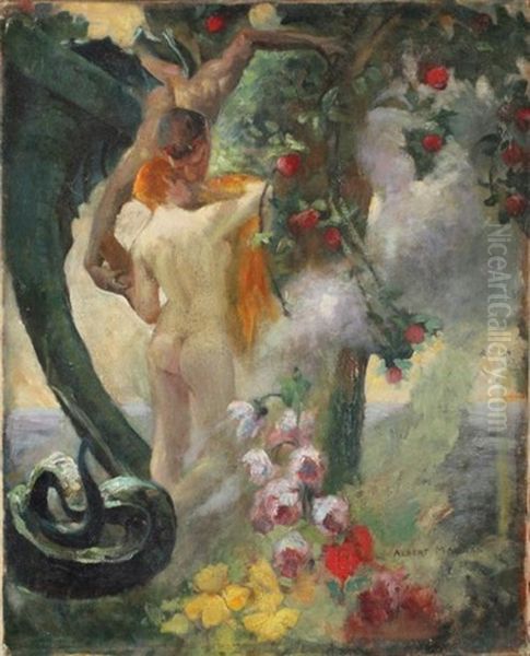 Adam Et Eve (study) Oil Painting by Albert Pierre Rene Maignan