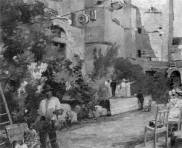 Preparation D'une Fete Oil Painting by Albert Pierre Rene Maignan