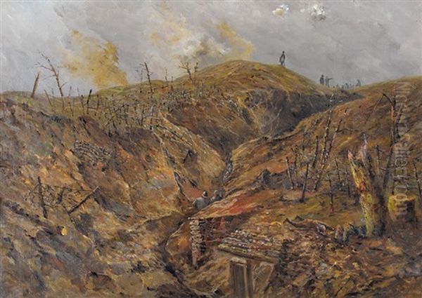 Schlachtfeld Mit Schutzengraben Oil Painting by Emile Maillard