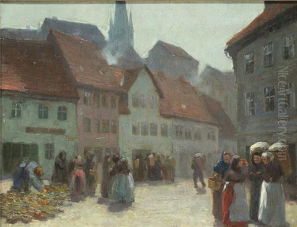 Marktgeschehen Vor Einer Gaststatte Oil Painting by Willi Maillard
