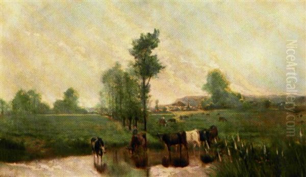 Koer Ved Et Vandingssted Oil Painting by Fernand Maillaud