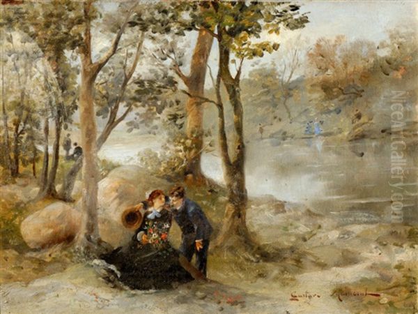 Scene Galante Oil Painting by Gustave Maincent
