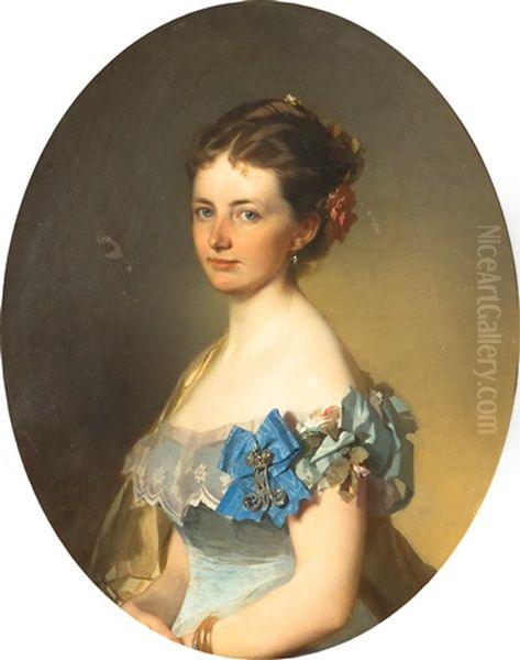 Portrait Of A Young Lady Oil Painting by Ivan Kuz'mich Makarov