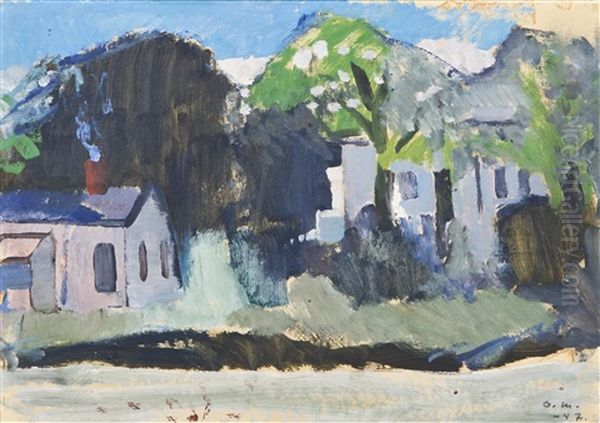 Houses Oil Painting by Otto Makila