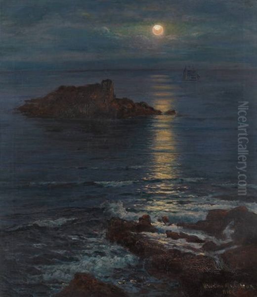 Coucher De Soleil Sur Les Rochers Oil Painting by Vartan Makokian