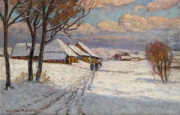Winter In Russland Oil Painting by Vartan Makokian