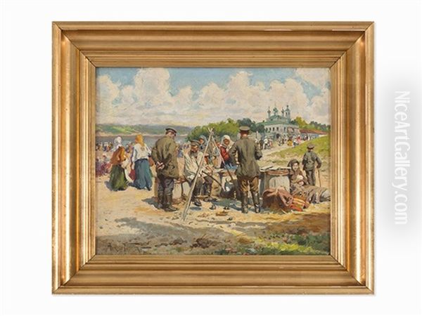 Market Day In Pylos Oil Painting by Alexandr Vladimirovich Makovsky