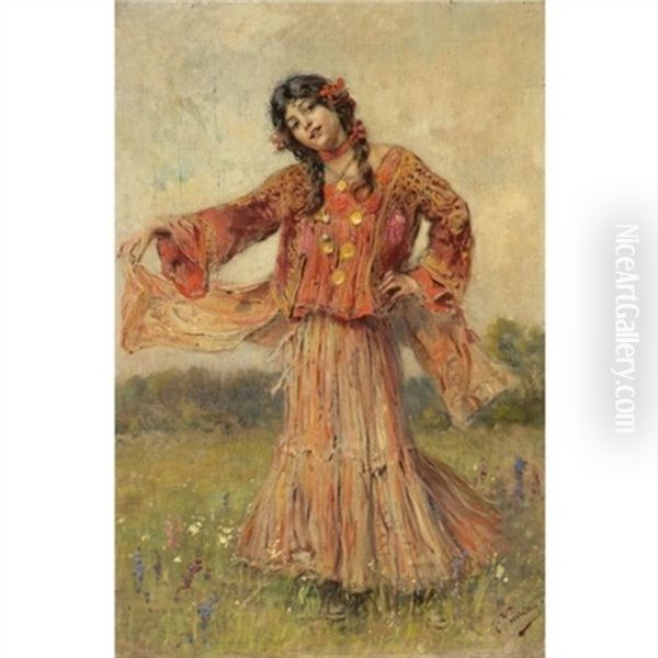 Dancing Gypsy Oil Painting by Konstantin Egorovich Makovsky