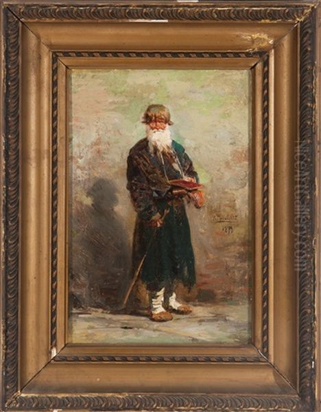 A Bridge Over A Lush Creek In A Park, Summer Oil Painting by Vladimir Egorovic Makovsky