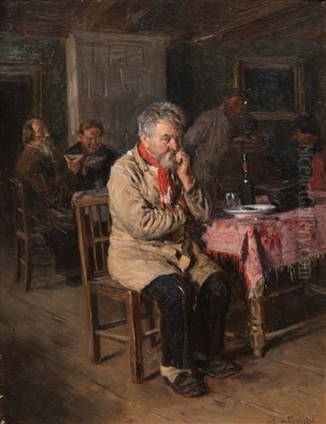 In The Tavern Oil Painting by Vladimir Egorovic Makovsky
