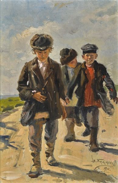 Three Boys Oil Painting by Vladimir Egorovic Makovsky