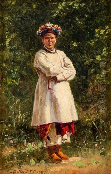 Ukrainian Girl Oil Painting by Vladimir Egorovic Makovsky