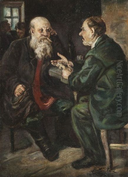 La Conversation Oil Painting by Vladimir Egorovic Makovsky