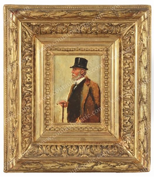 Portrait D'un Homme A La Canne, A Mi-corps Oil Painting by Vladimir Egorovic Makovsky
