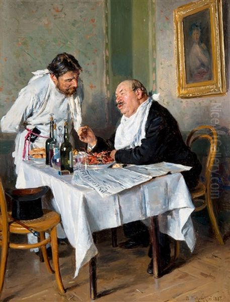 In The Tavern Oil Painting by Vladimir Egorovic Makovsky