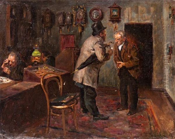 At The Jewelers Oil Painting by Vladimir Egorovic Makovsky