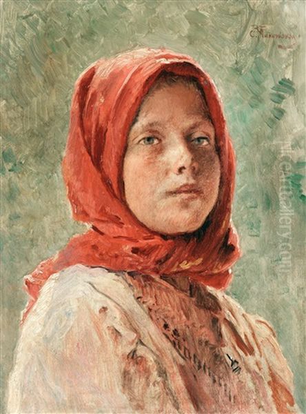A Peasant Girl Oil Painting by Vladimir Egorovic Makovsky