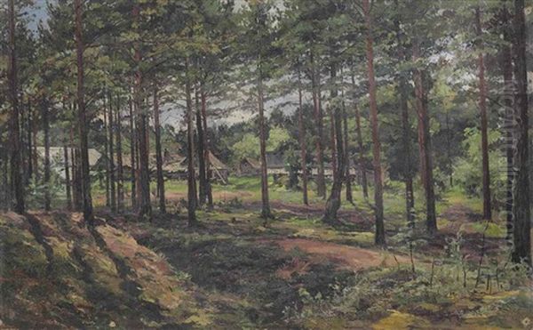Forest Enclave With Cottages Oil Painting by Vladimir Egorovic Makovsky
