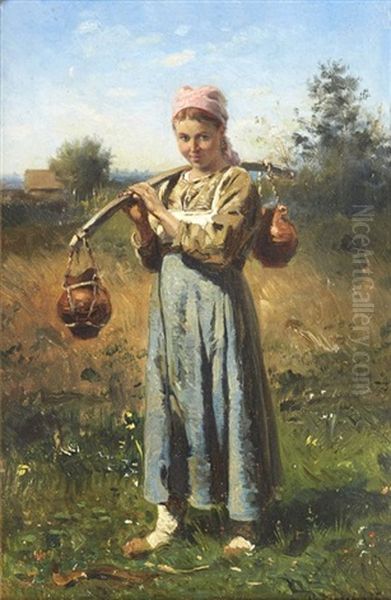 La Porteuse D'eau Oil Painting by Vladimir Egorovic Makovsky