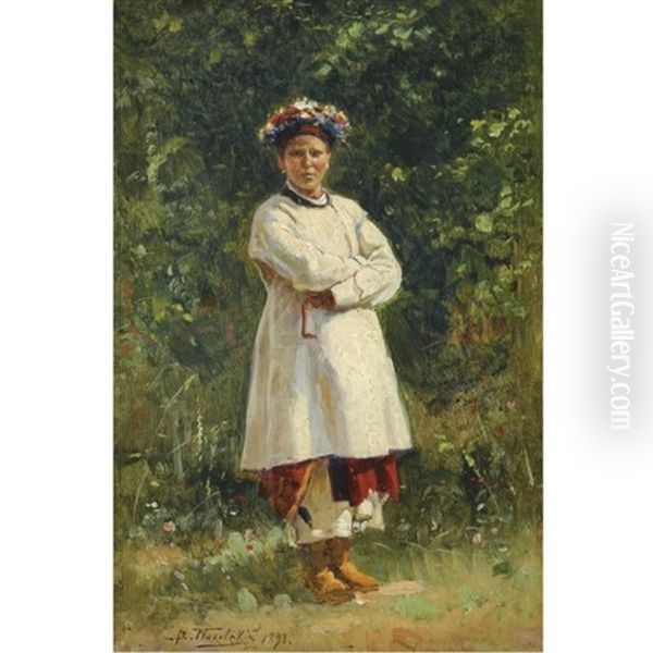 Ukrainian Girl Oil Painting by Vladimir Egorovic Makovsky