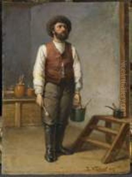 Un Peintre En Batiment Oil Painting by Vladimir Egorovic Makovsky