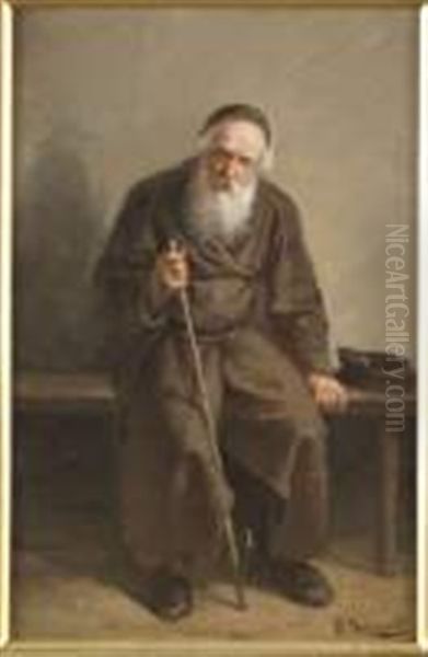 Vieil Homme Assis Oil Painting by Vladimir Egorovic Makovsky