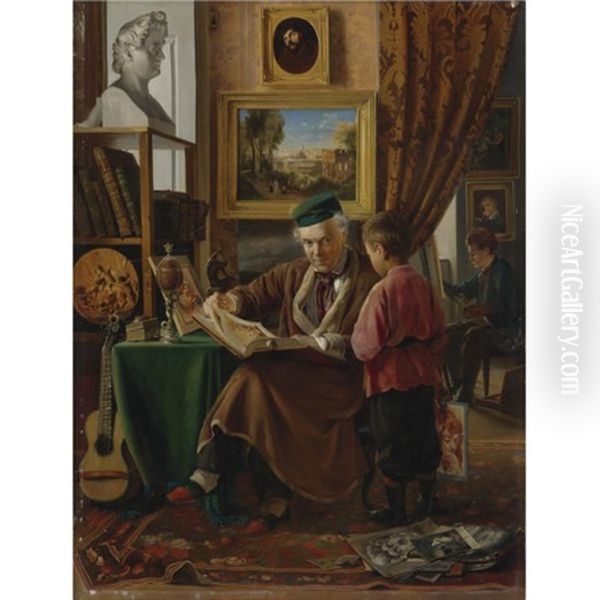 Three Generations Oil Painting by Vladimir Egorovic Makovsky